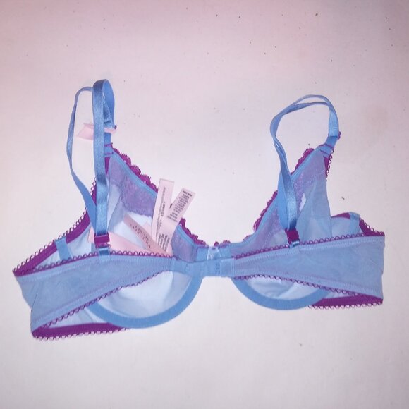 Victoria’s Secret Tease Unlined Demi Bra 36B Blue Purple Lace NWT - Picture 4 of 5